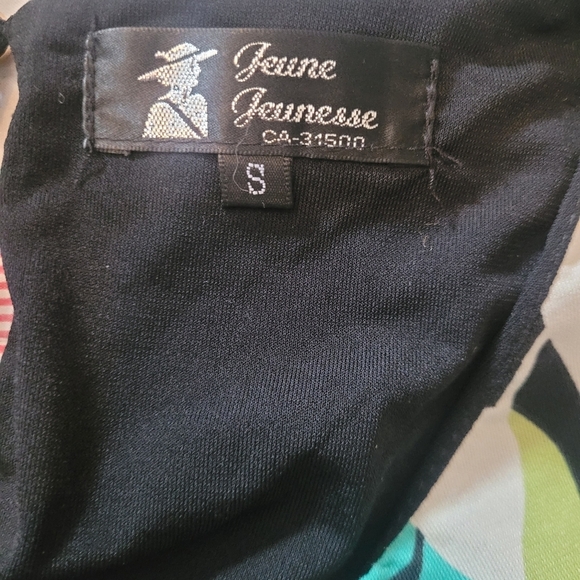 Jeune Jeunesse Black Colorful Floral Print Sheath Dress S - Picture 7 of 7